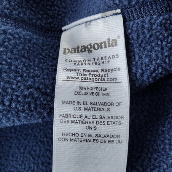 Patagonia Womens Vest Large Synchilla Blue Fleece 2 Pocket Full Zip 25905 LOGO - Picture 10 of 10